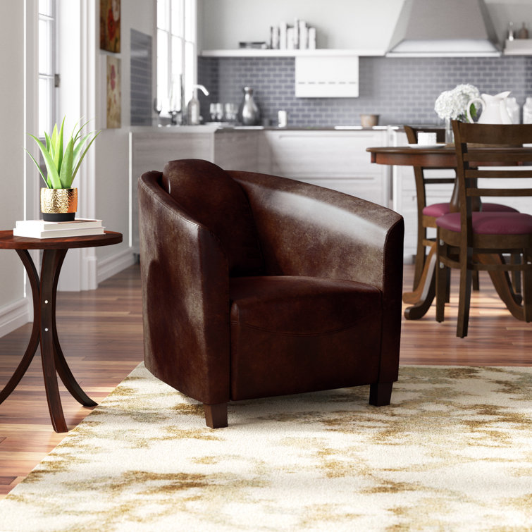 17 Stories Kailey 29'' Wide Genuine Leather Top Grain Leather Barrel